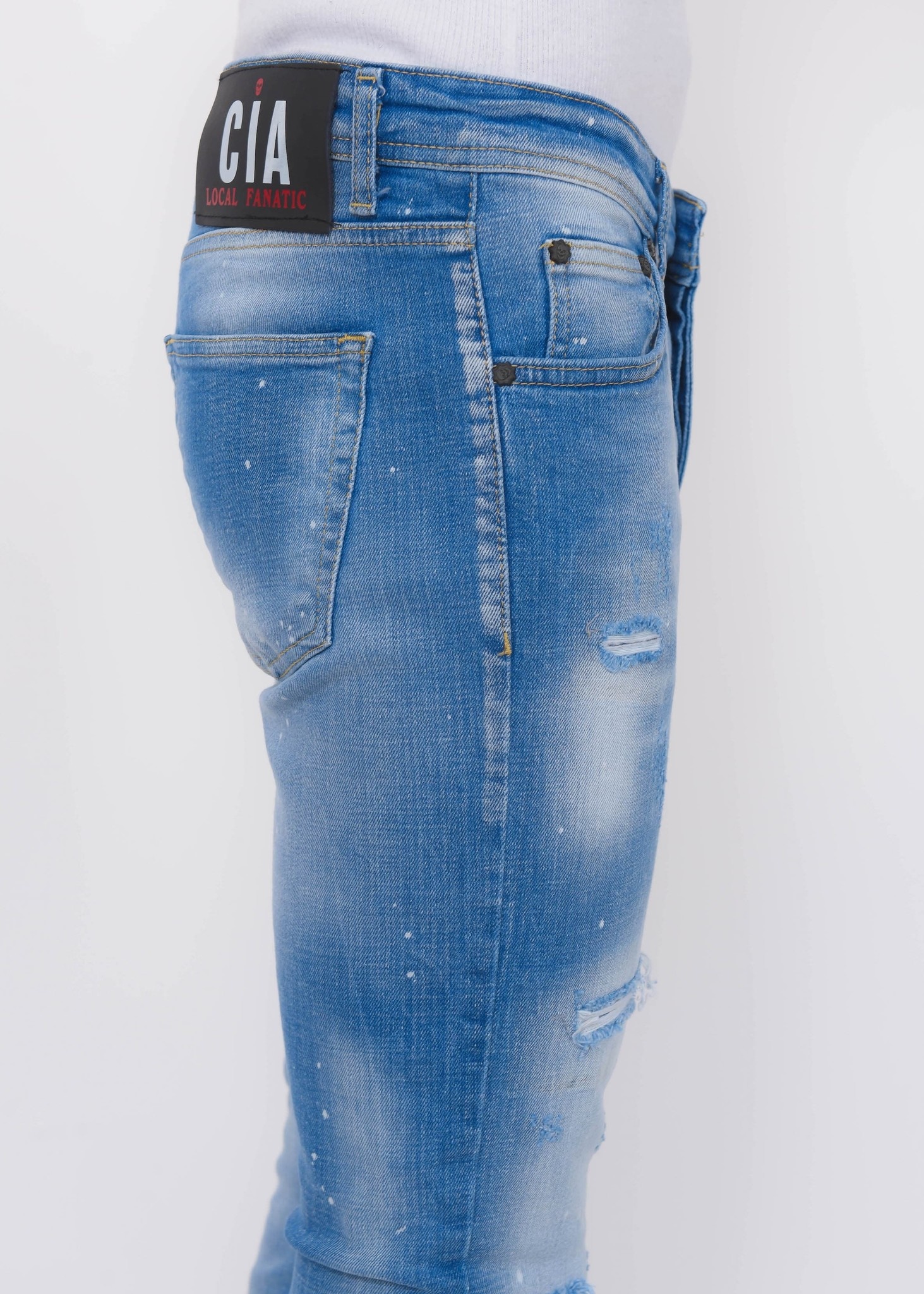 Blue Ripped SkaterJeans Hombre - Slim Fit -1078- Azul-3