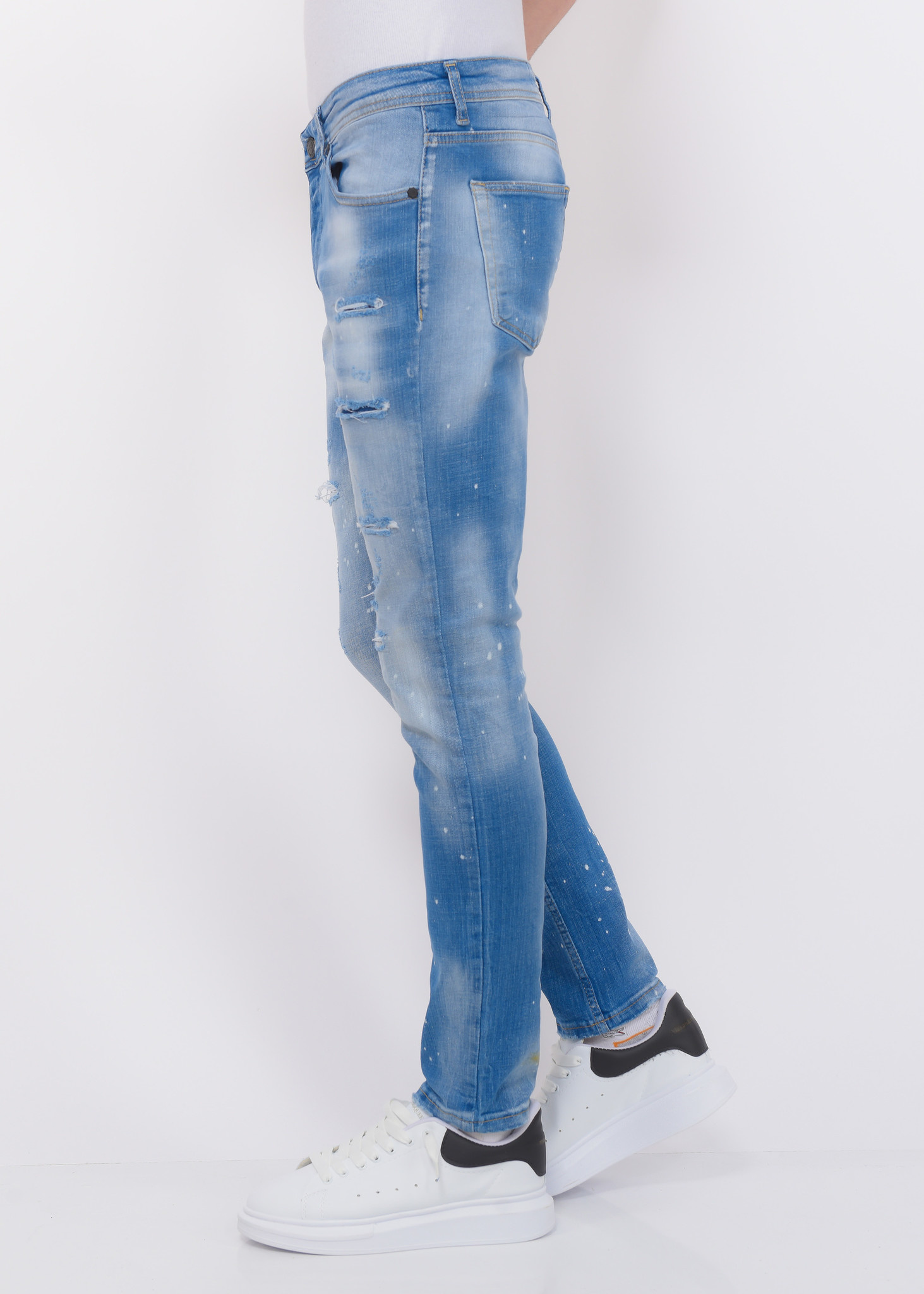 Blue Ripped SkaterJeans Hombre - Slim Fit -1078- Azul-5