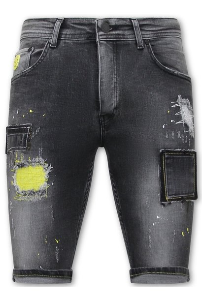 Pantalones cortos de mezclilla para hombre - Slim Fit - 1053 - Gris