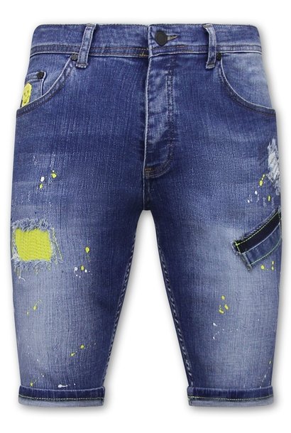 Pantalones cortos de mezclilla para hombre - Slim Fit - 1046 - Azul