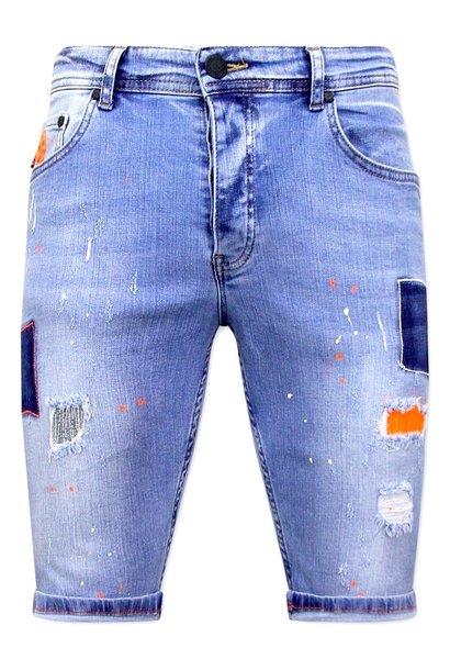 Pantalones cortos de mezclilla para hombre - Slim Fit - 1040 - Azul