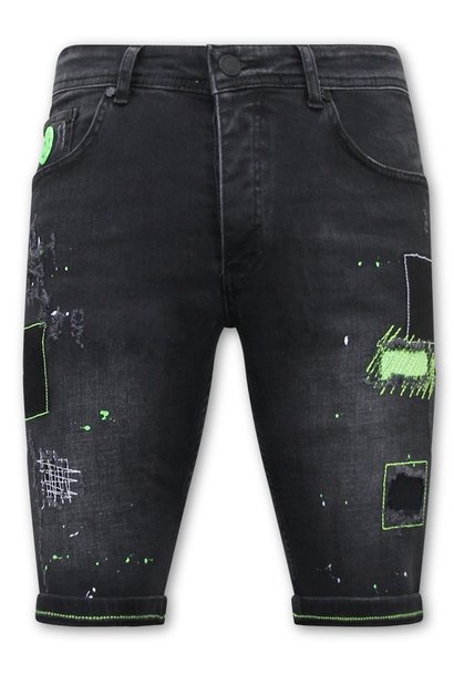 Pantalones cortos de mezclilla para hombre - Slim Fit - 1045 - Negro