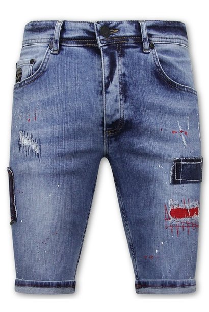 Pantalones cortos de mezclilla para hombre - Slim Fit - 1042 - Azul