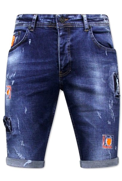 Pantalones cortos de mezclilla para hombre - Slim Fit - 1016 - Azul