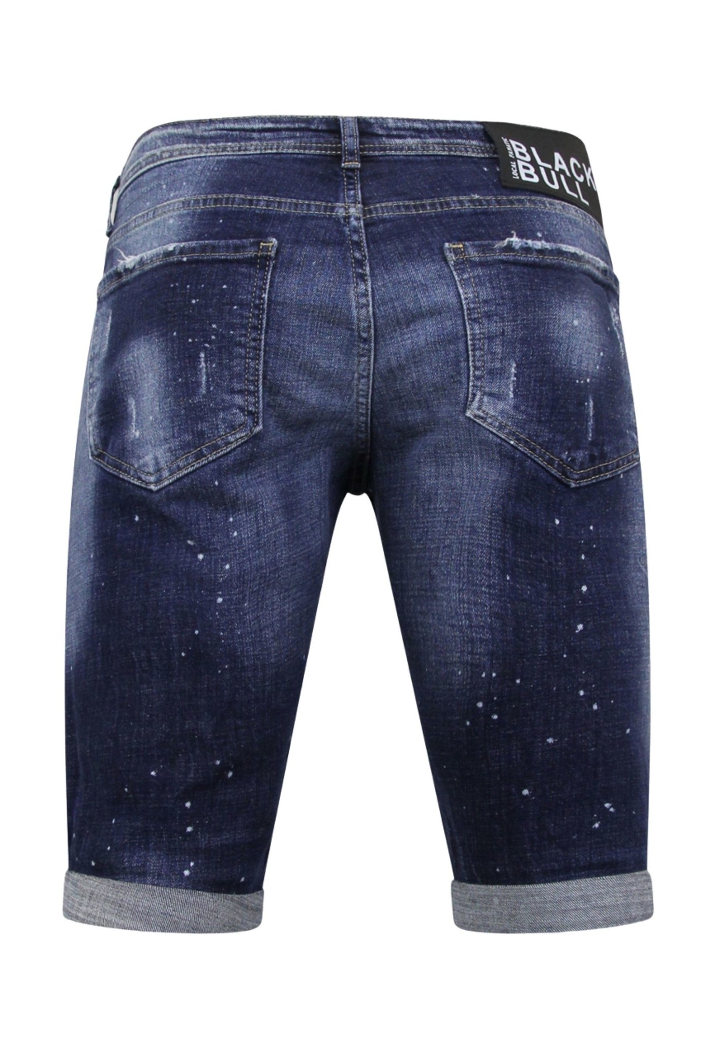 Men's Paint Splatter Stonewashed Short - Slim Fit -1077- Bleu-9