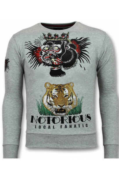 Sweater Heren Borduur - Notorious Tattoo - Grijs