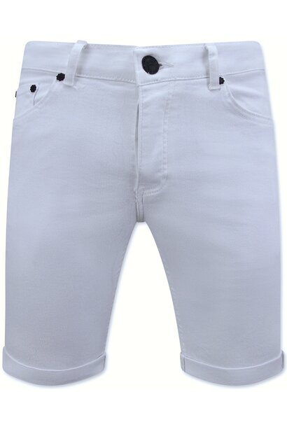 Plain Denim Short - Slim Fit - 1089 - Wit