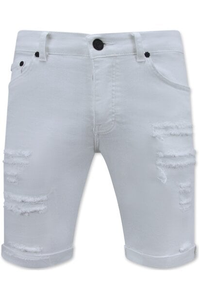 Ripped Denim Short - Slim Fit - 1090 - White