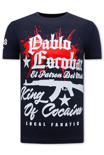 T-shirt Heren - King Pablo Escobar - Blauw