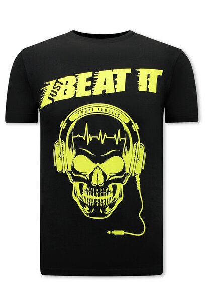 T-shirt Heren - Just Beat It - Zwart