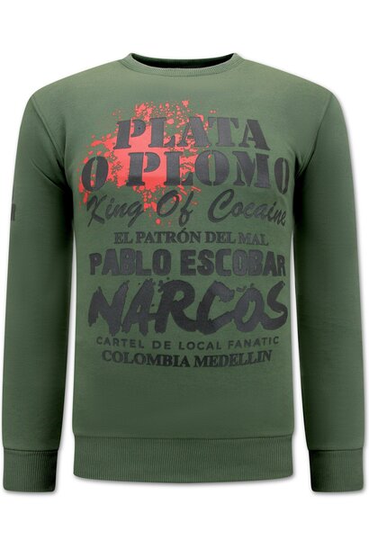 Sweater Heren -  El Patron - Pablo Escobar - Groen