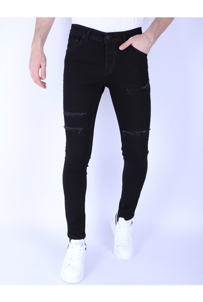 Ripped Heren Jeans - Slim Fit -1092- Zwart