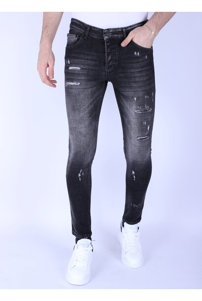 Distressed Jeans Heren - Slim Fit -1102 - Grijs