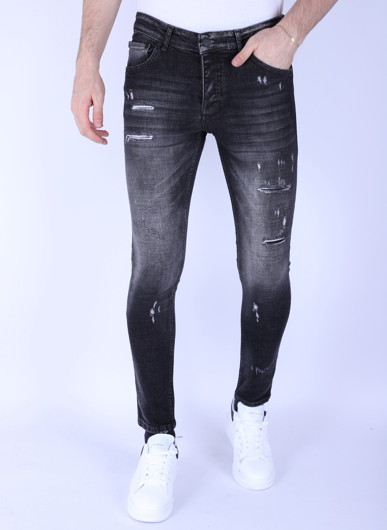 Distressed Jeans Hombre - Slim Fit -1102 - Gris-1