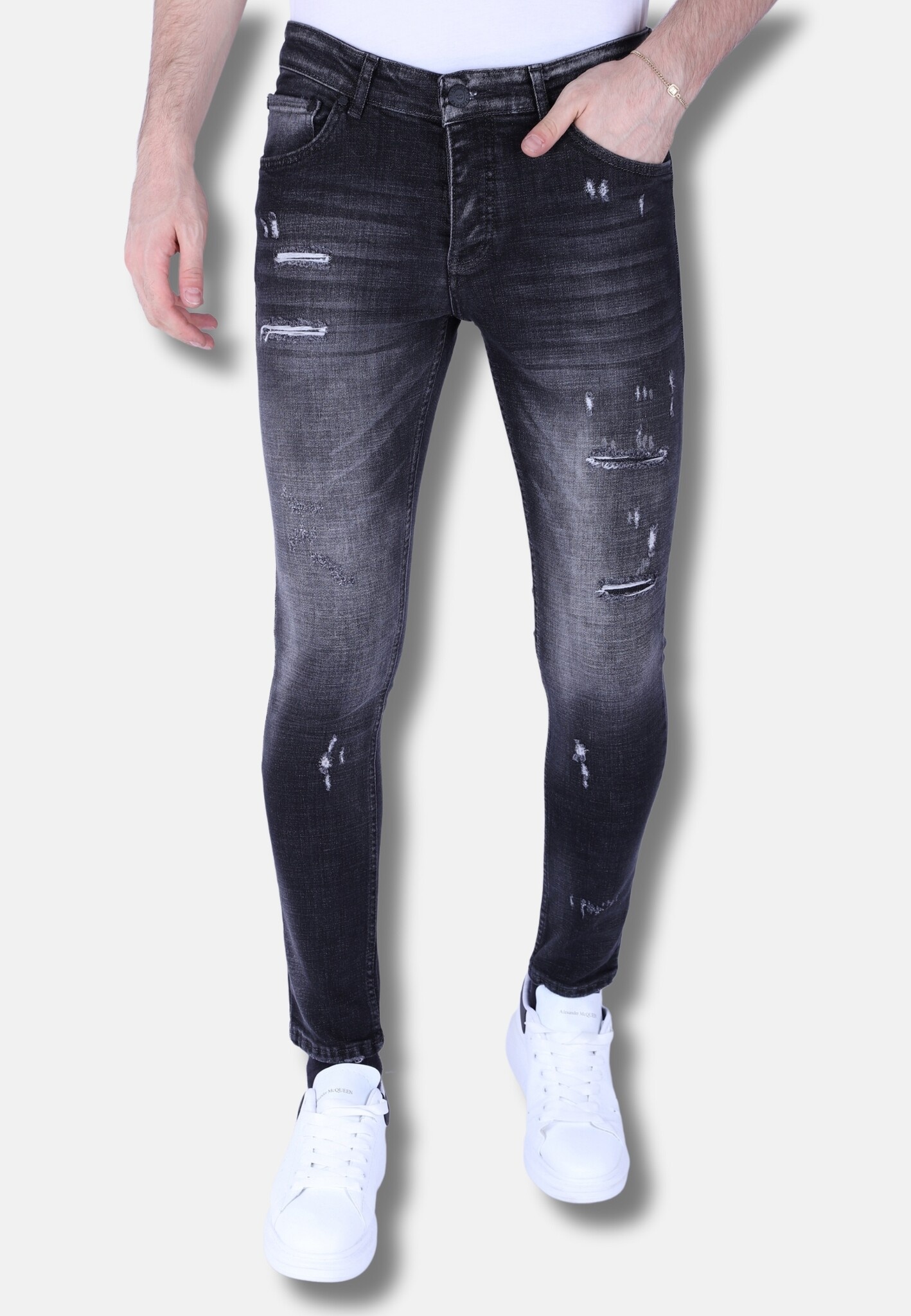 Distressed Jeans Hombre - Slim Fit -1102 - Gris-7