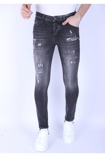 Destroyed Jeans  Heren - Slim Fit -1099- Grijs