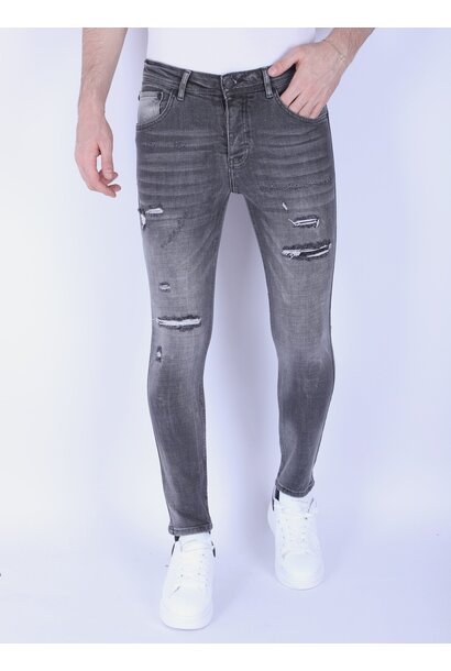 Stonewashed Mannen Jeans - Slim Fit -1093- Grijs