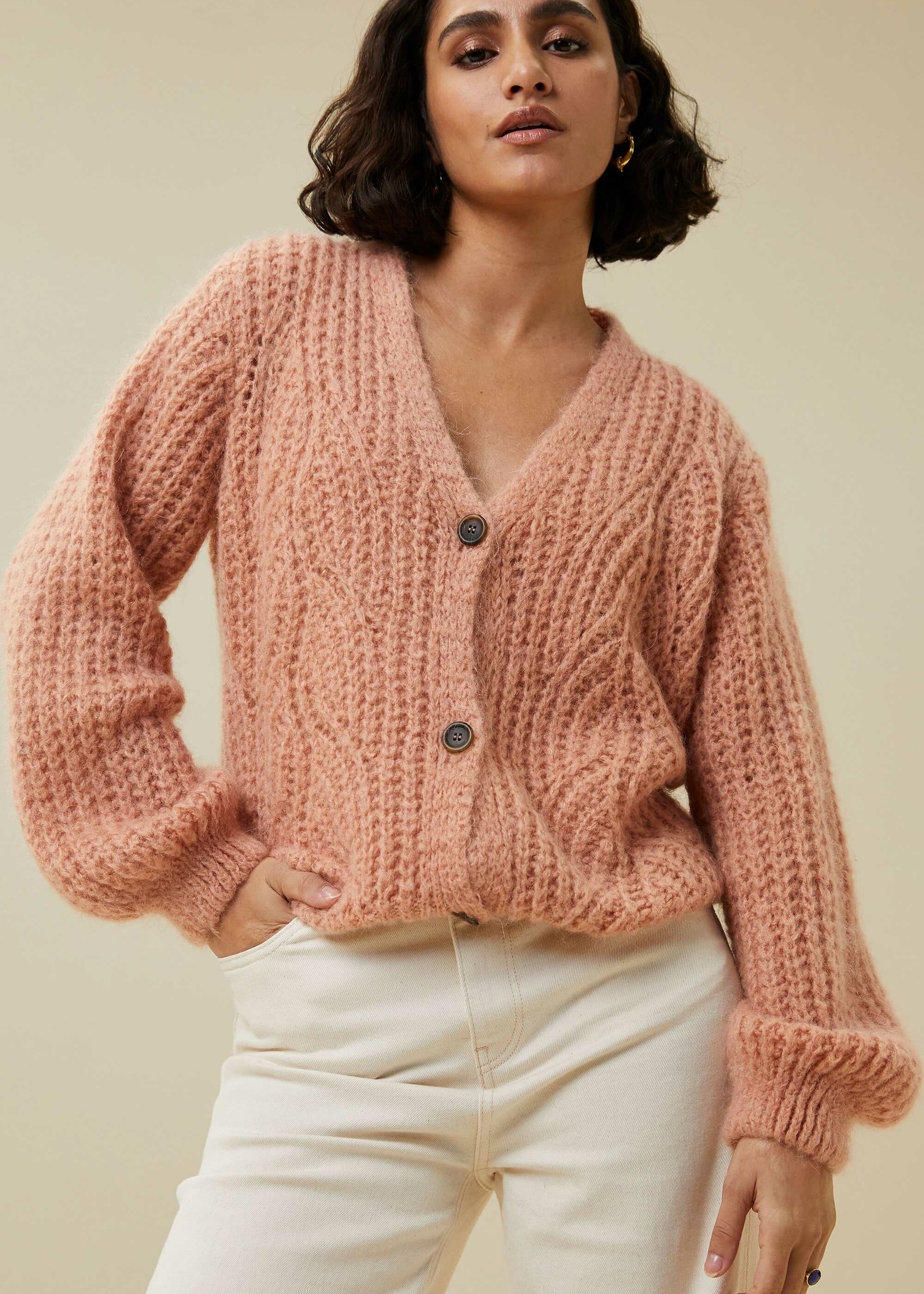By-Bar Amsterdam Vive cardigan Old rose