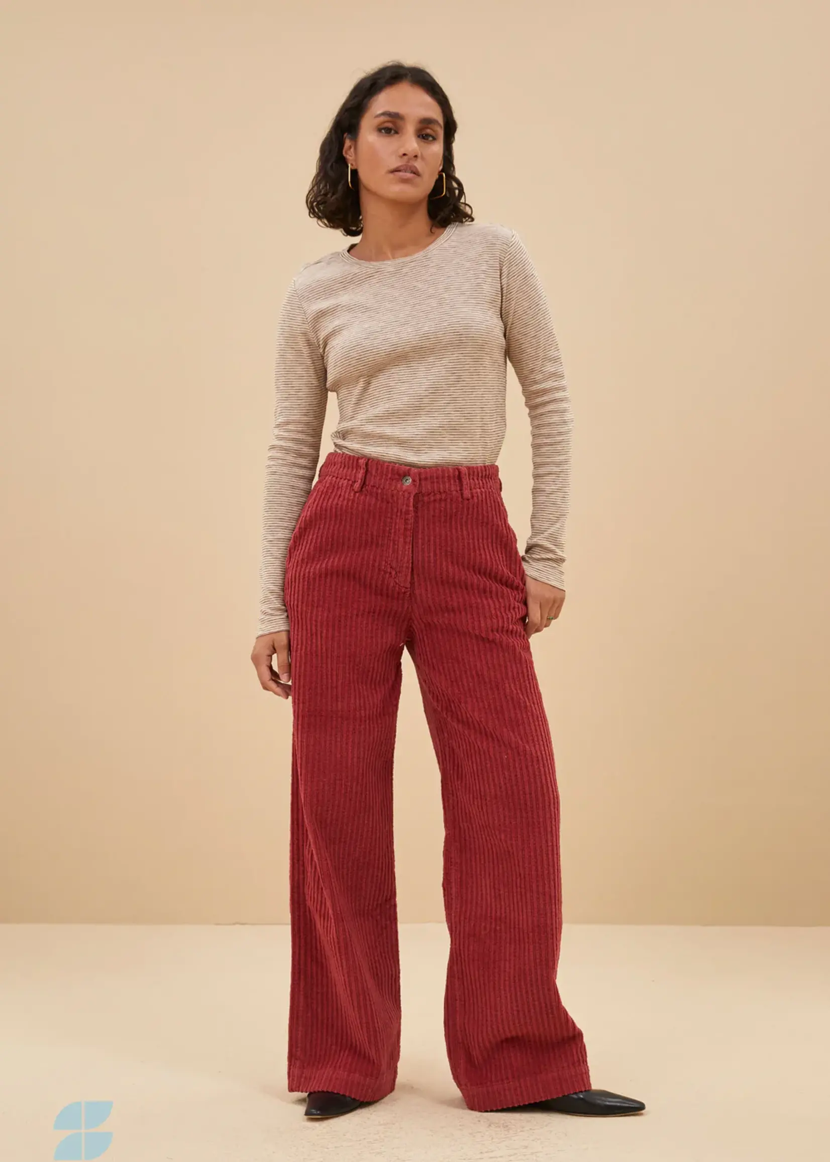 By-Bar Amsterdam basic ls thin stripe top pecan