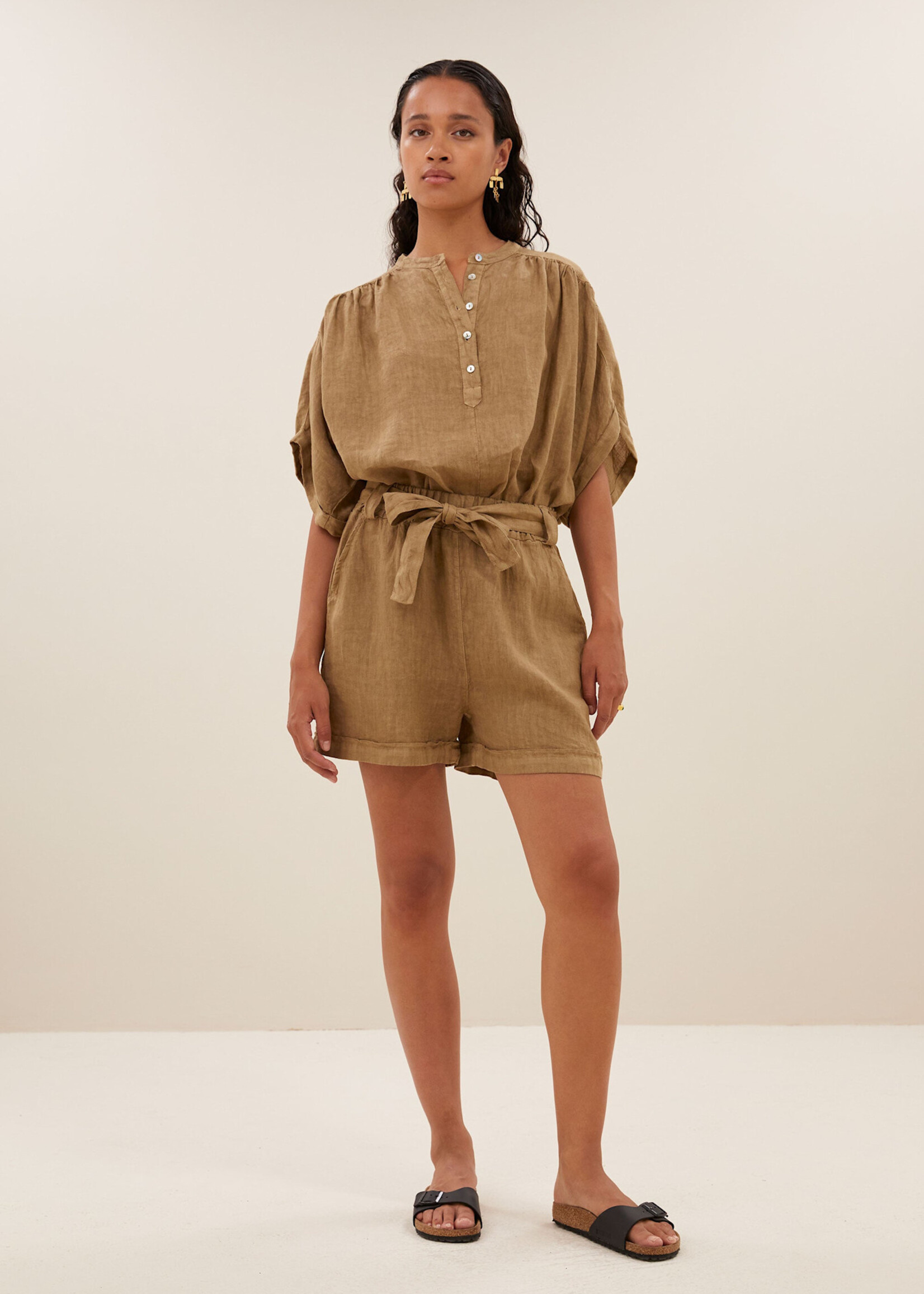 By-Bar Amsterdam june linen shorts | khaki