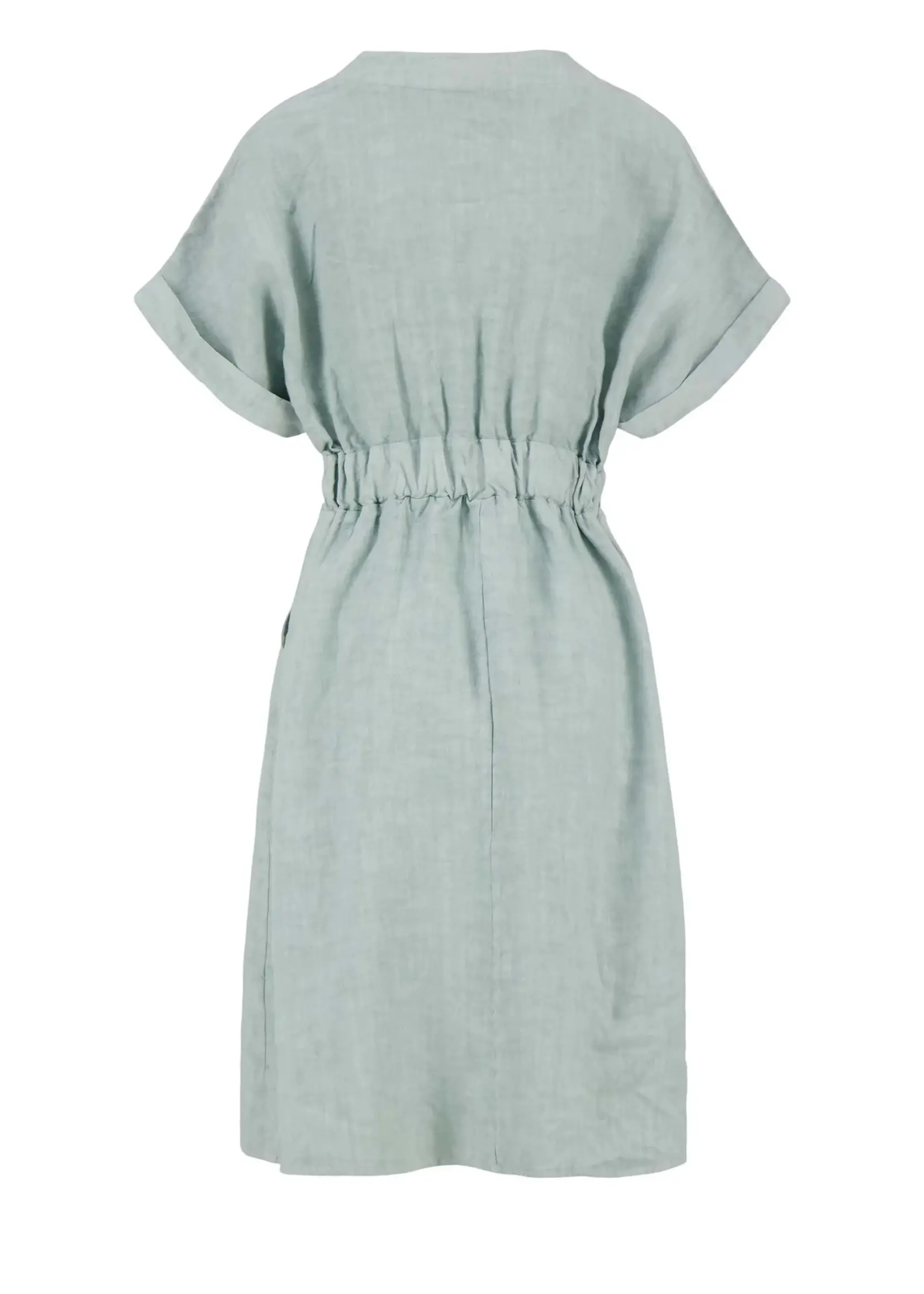 Zusss Linnen overslag jurk vergrijsd blauw