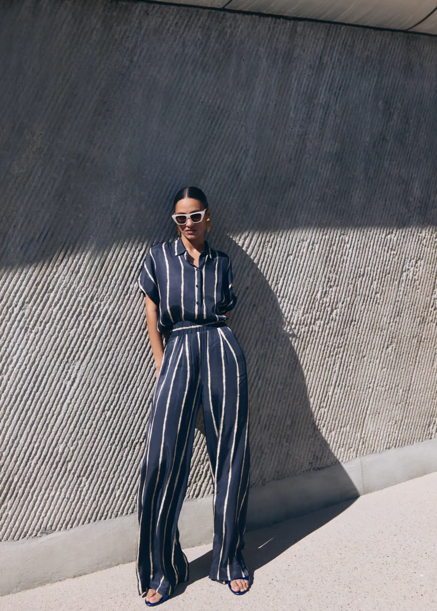 By-Bar Amsterdam Benji tie dye stripe pants blue tie