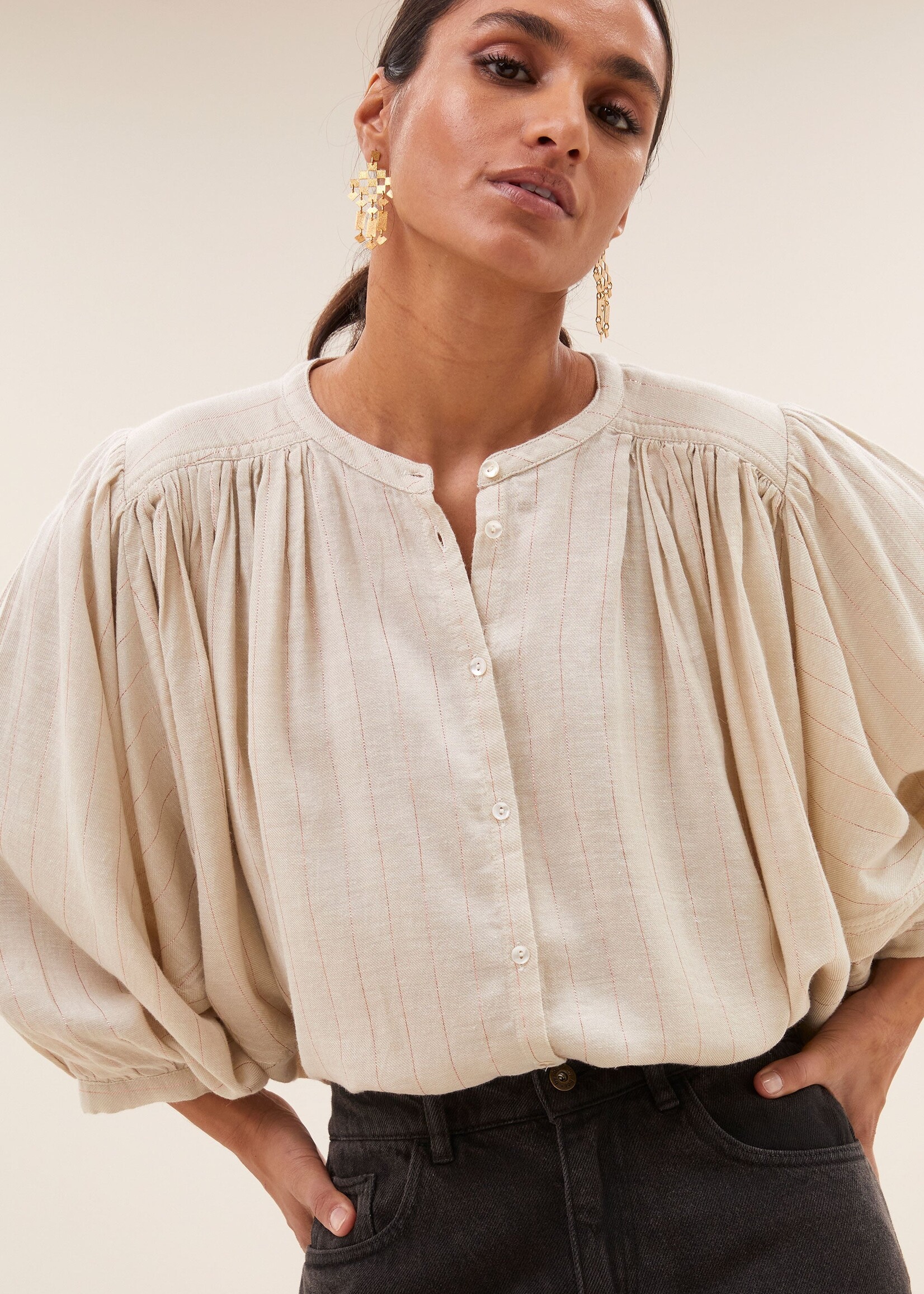 By-Bar Amsterdam becky lurex blouse | rose lurex stripe