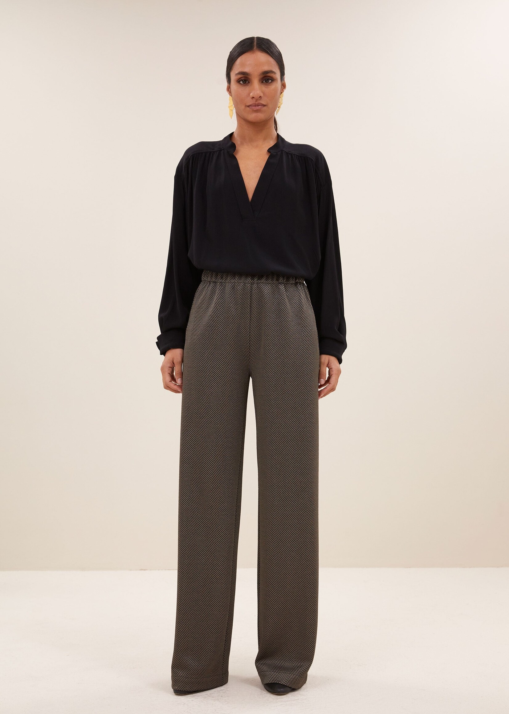 By-Bar Amsterdam lissa herringbone pants biscuit