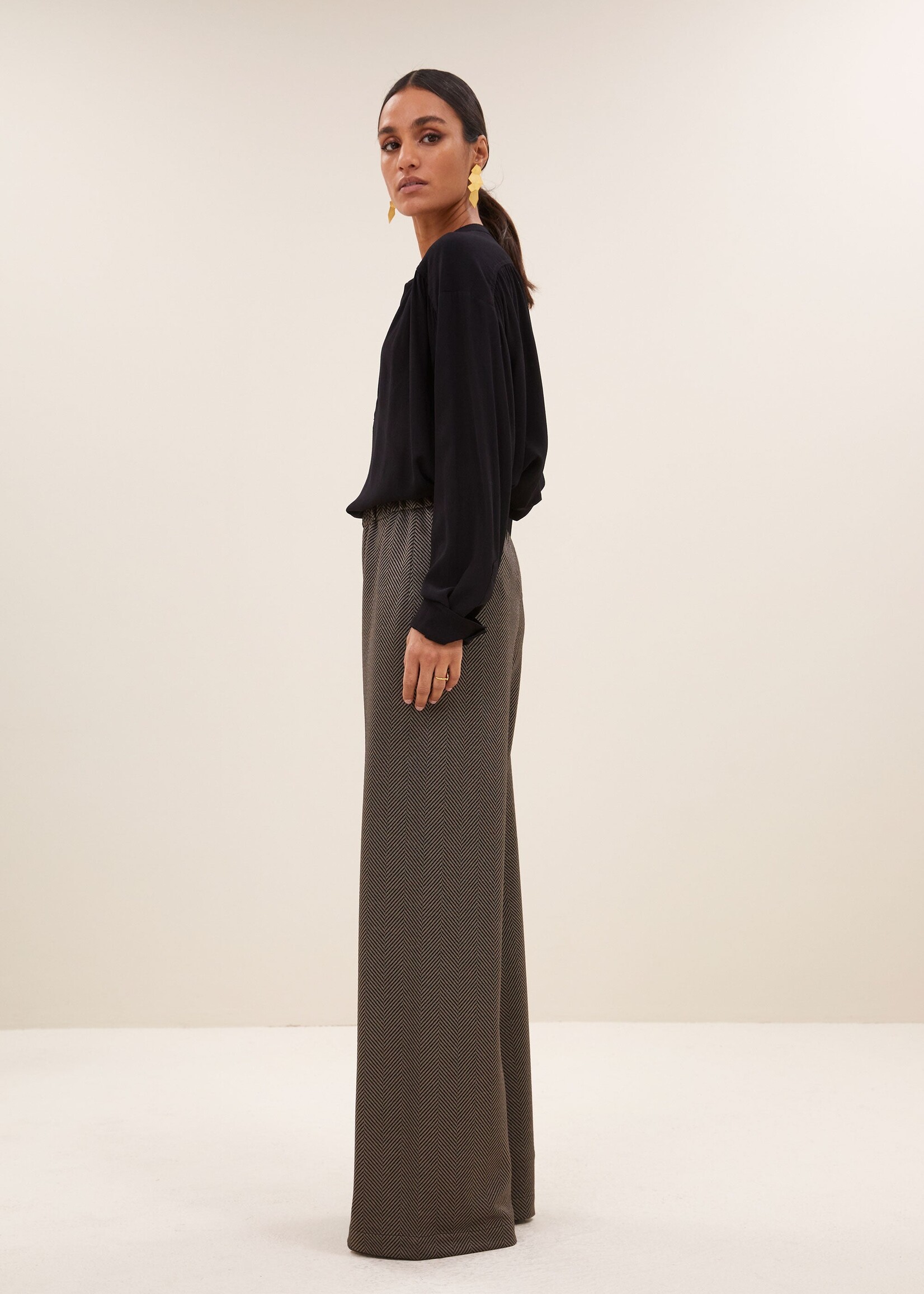 By-Bar Amsterdam lissa herringbone pants biscuit