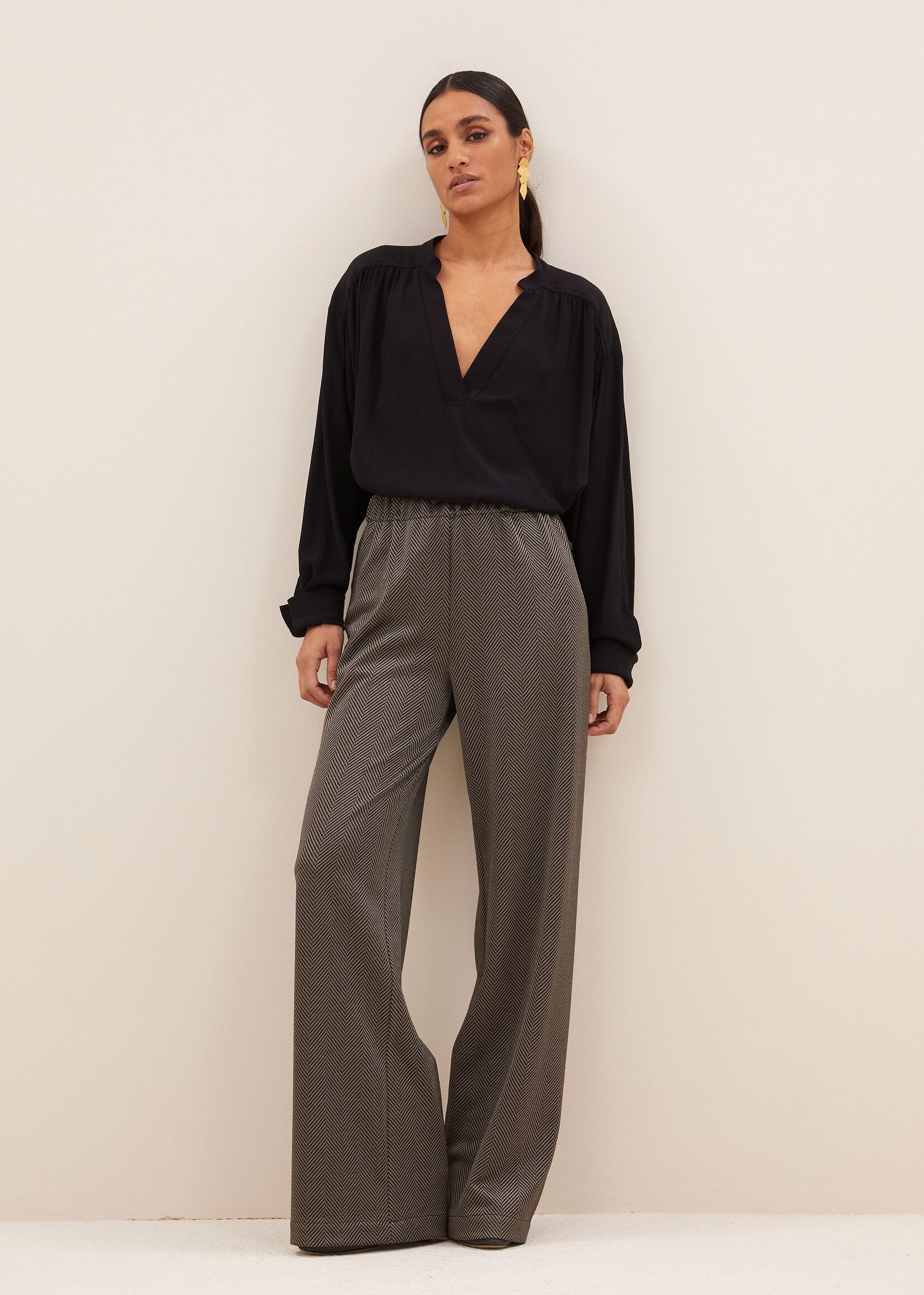 By-Bar Amsterdam lissa herringbone pants biscuit