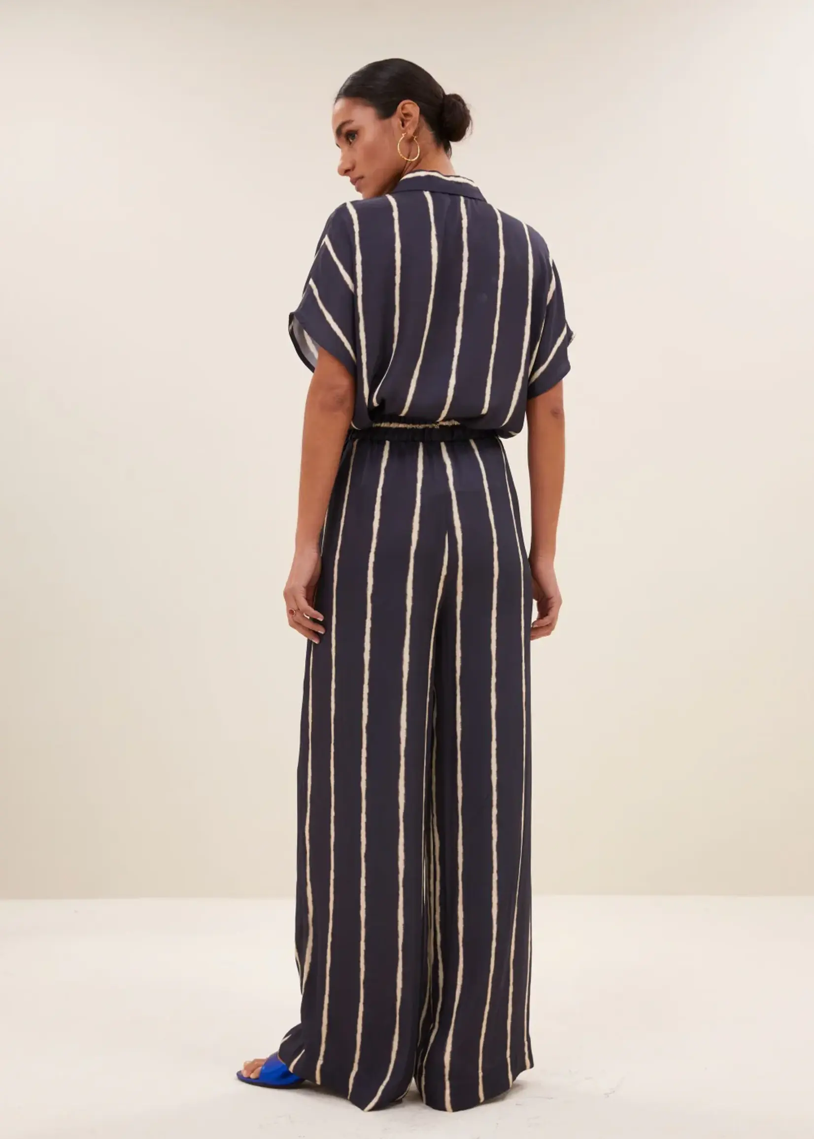 By-Bar Amsterdam Benji tie dye stripe pants blue tie