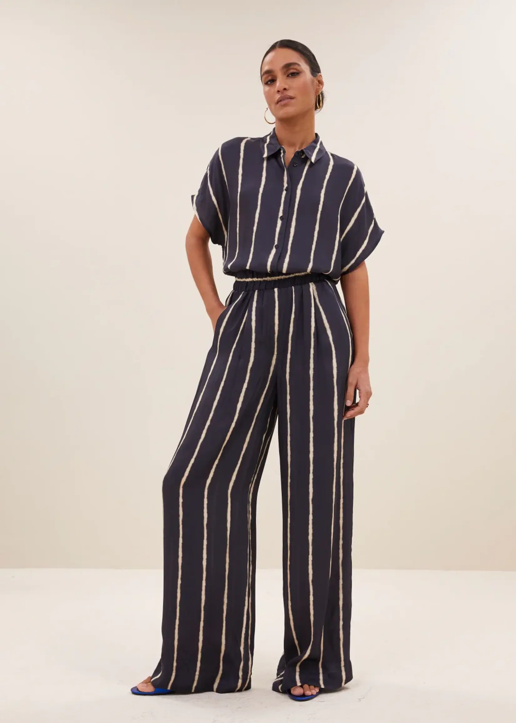 By-Bar Amsterdam Benji tie dye stripe pants blue tie