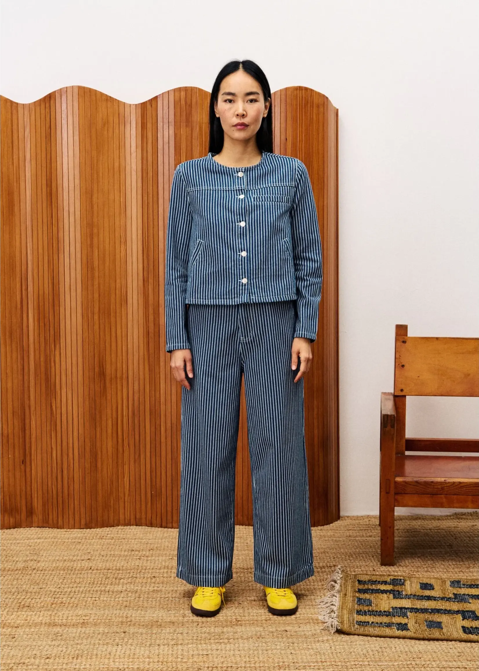 Frnch Jasje/top wit blauw gestreept