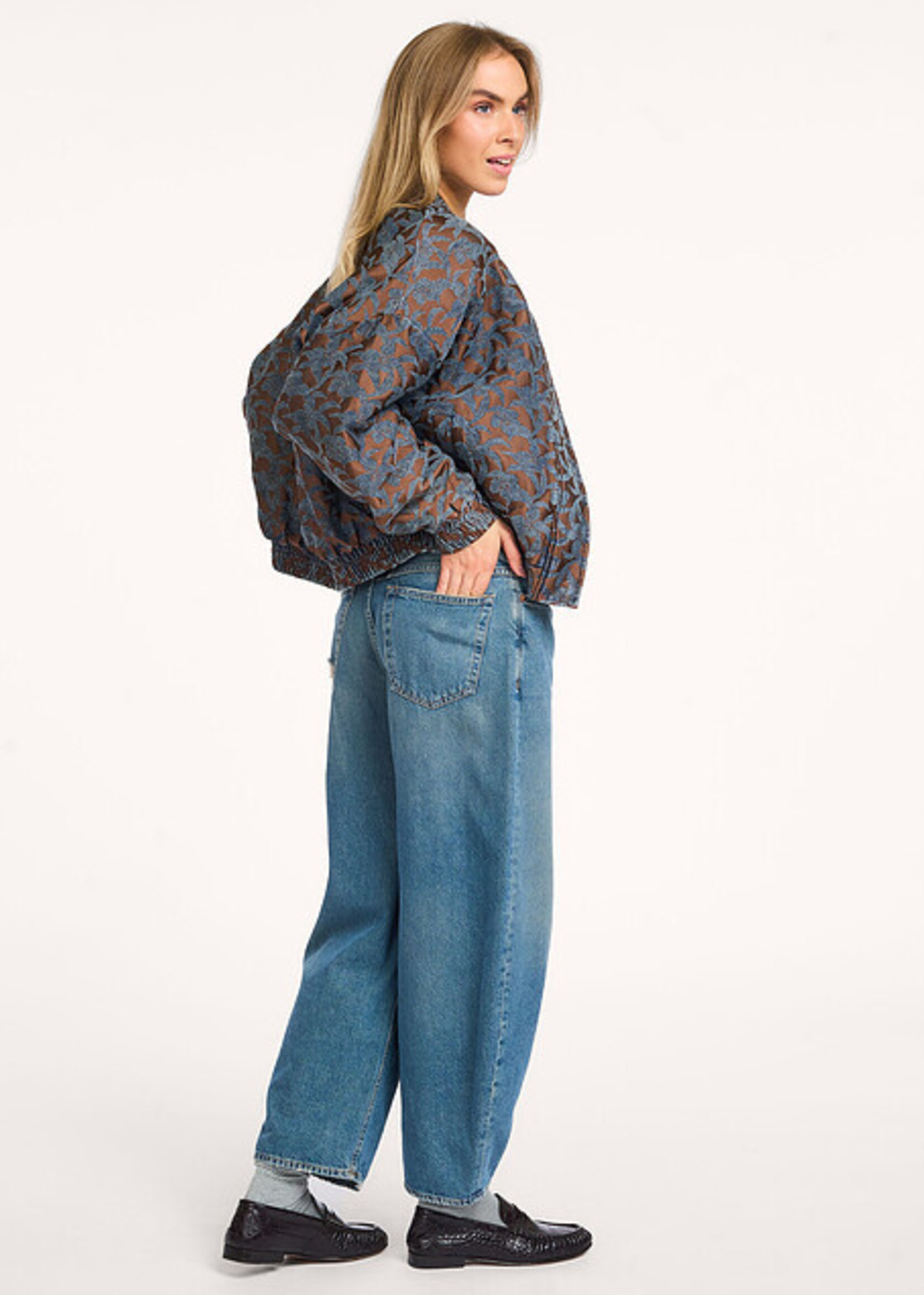 Frnch Bomber jack bruin/blauw