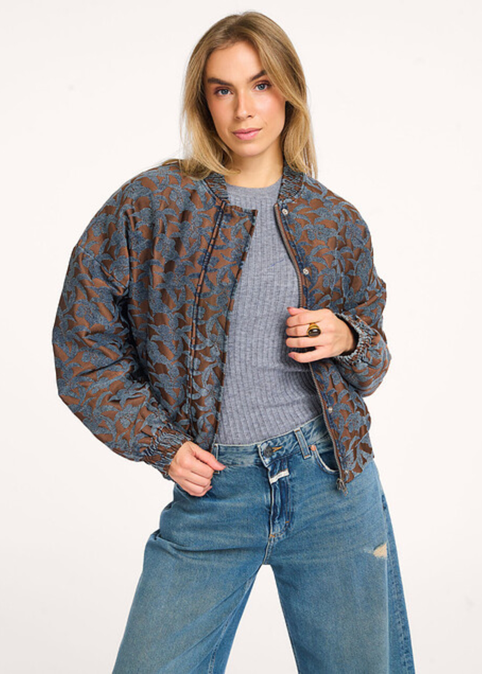 Frnch Bomber jack bruin/blauw