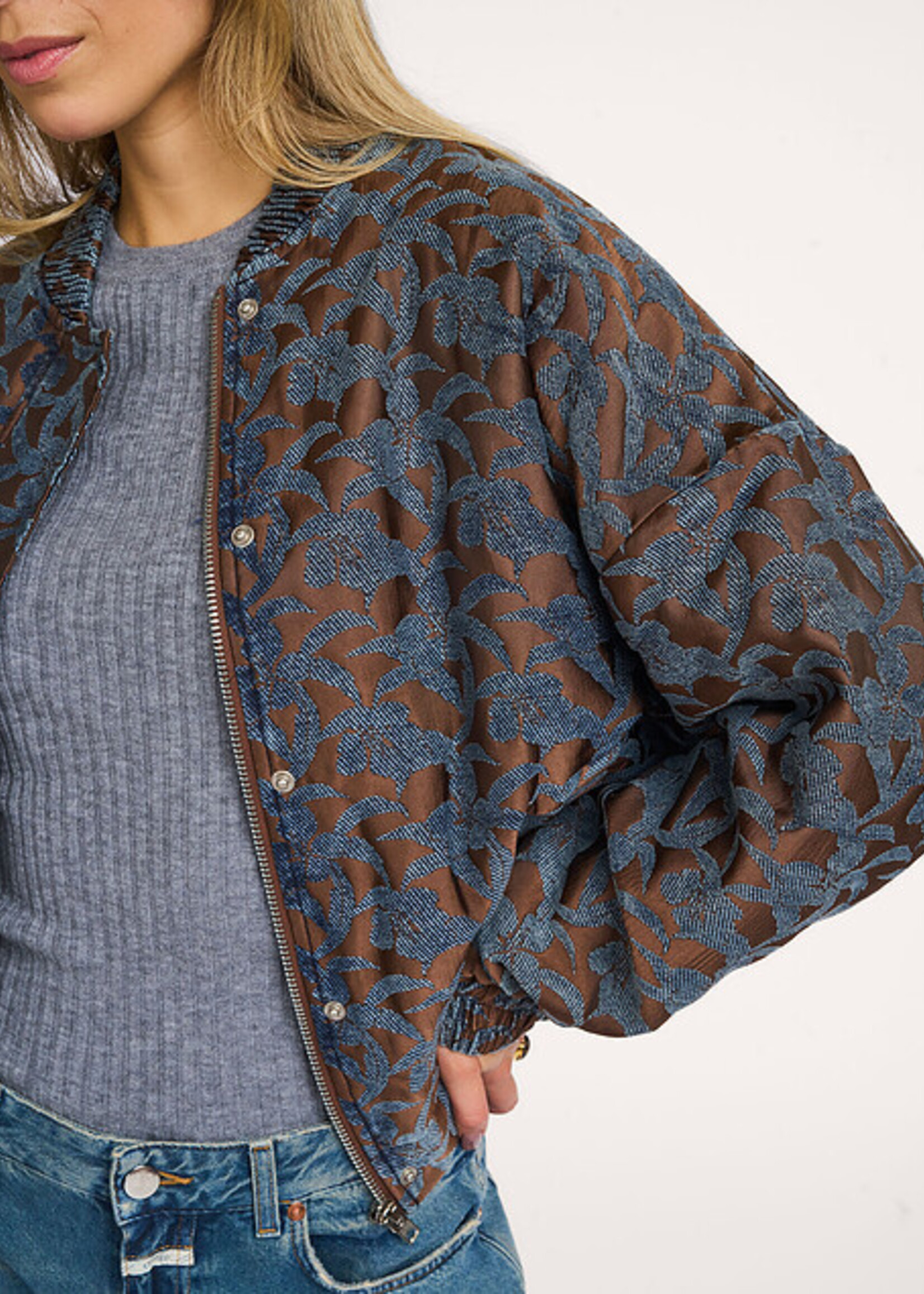 Frnch Bomber jack bruin/blauw