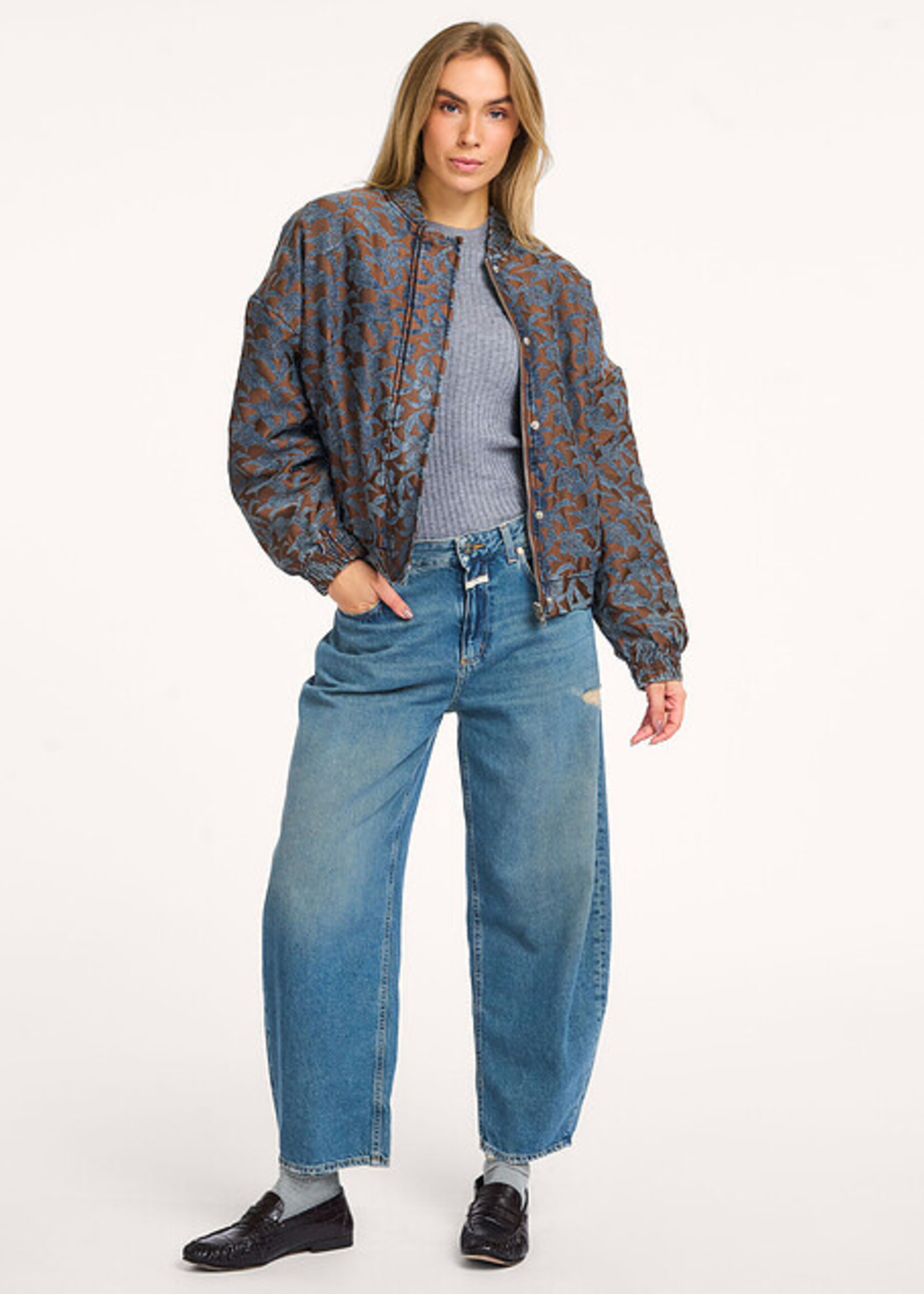 Frnch Bomber jack bruin/blauw