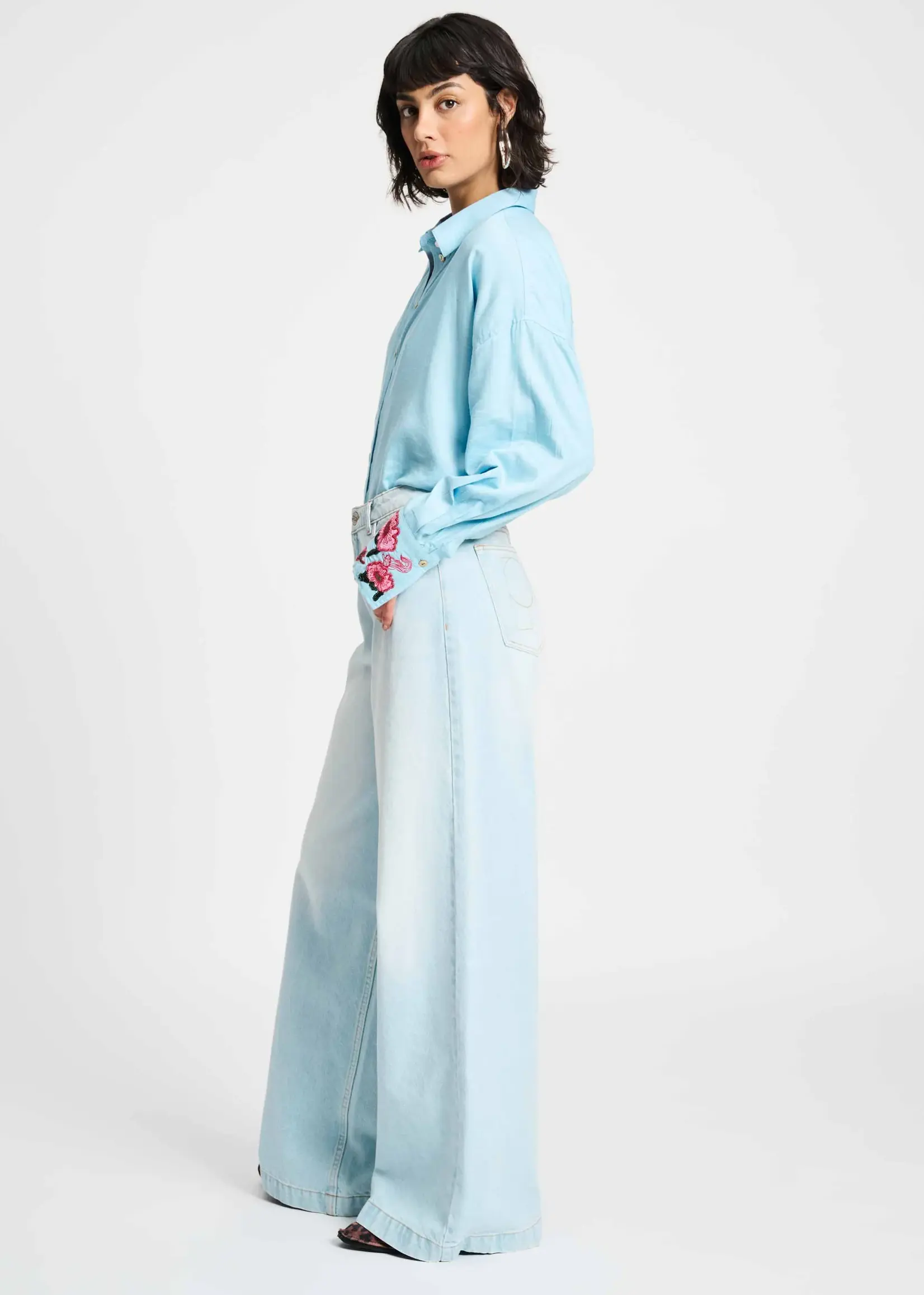 Pom Amsterdam BLOUSE - Sky blue melange