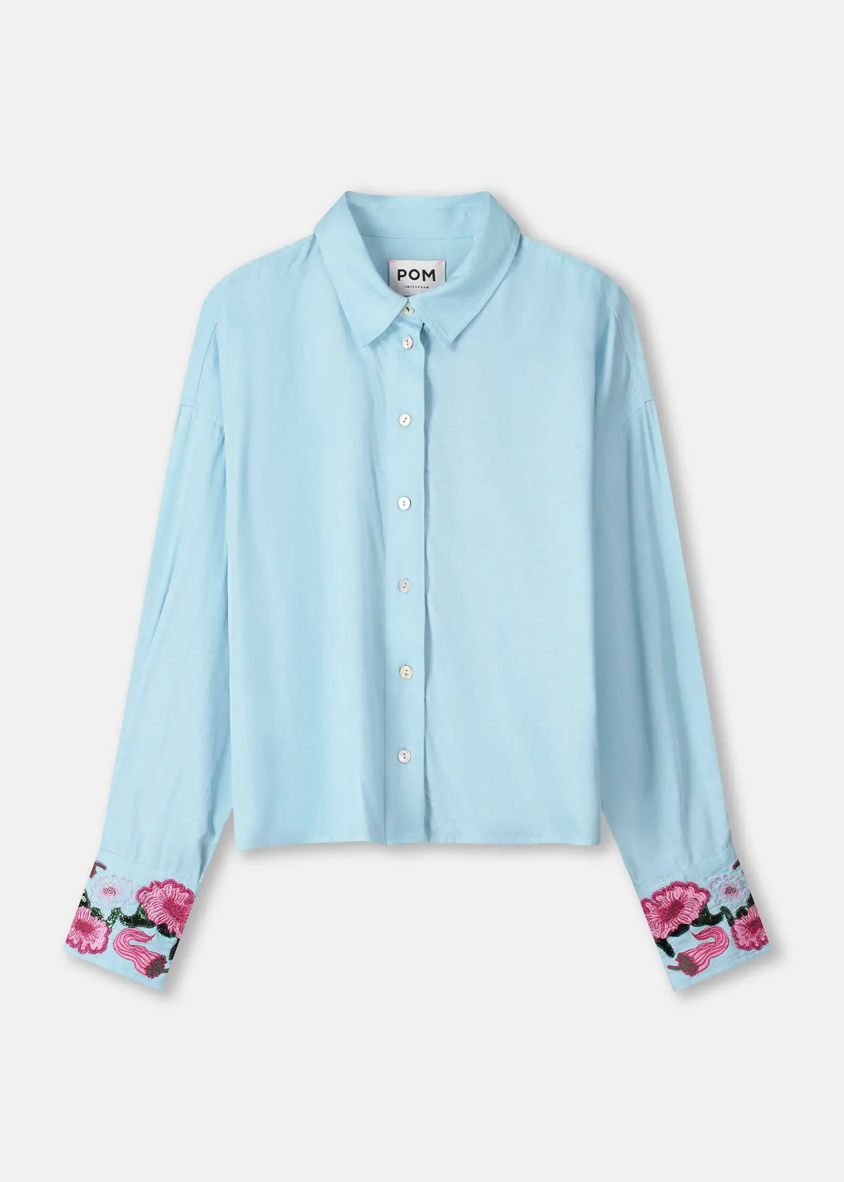 Pom Amsterdam BLOUSE - Sky blue melange