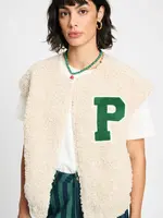 Pom Amsterdam GILET - Teddy Baseball  Ecru