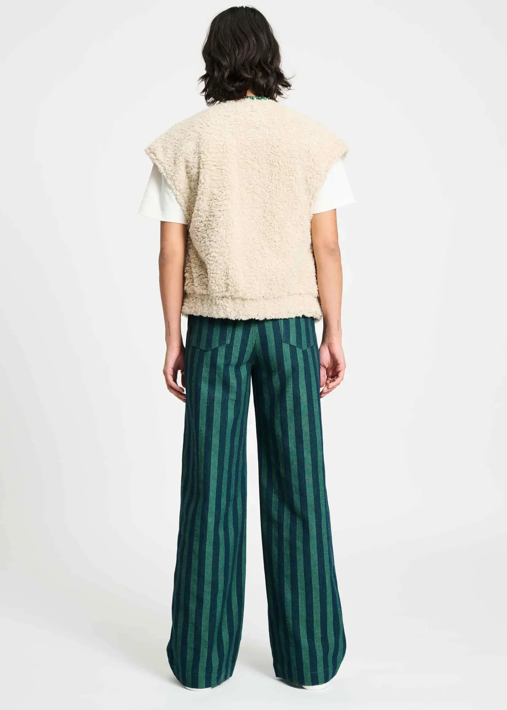 Pom Amsterdam GILET - Teddy Baseball  Ecru