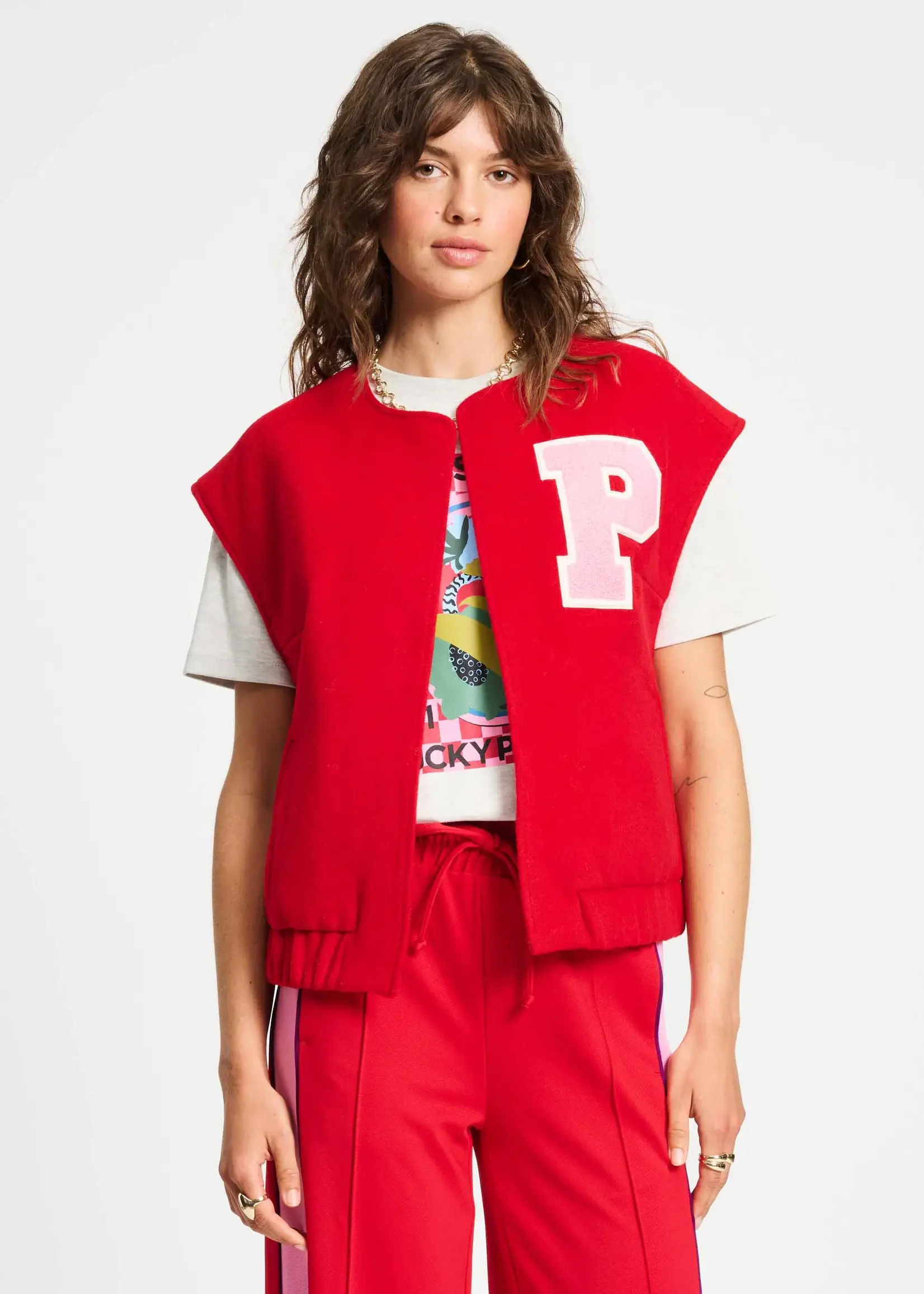 Pom Amsterdam GILET - Baseball Chili  Red