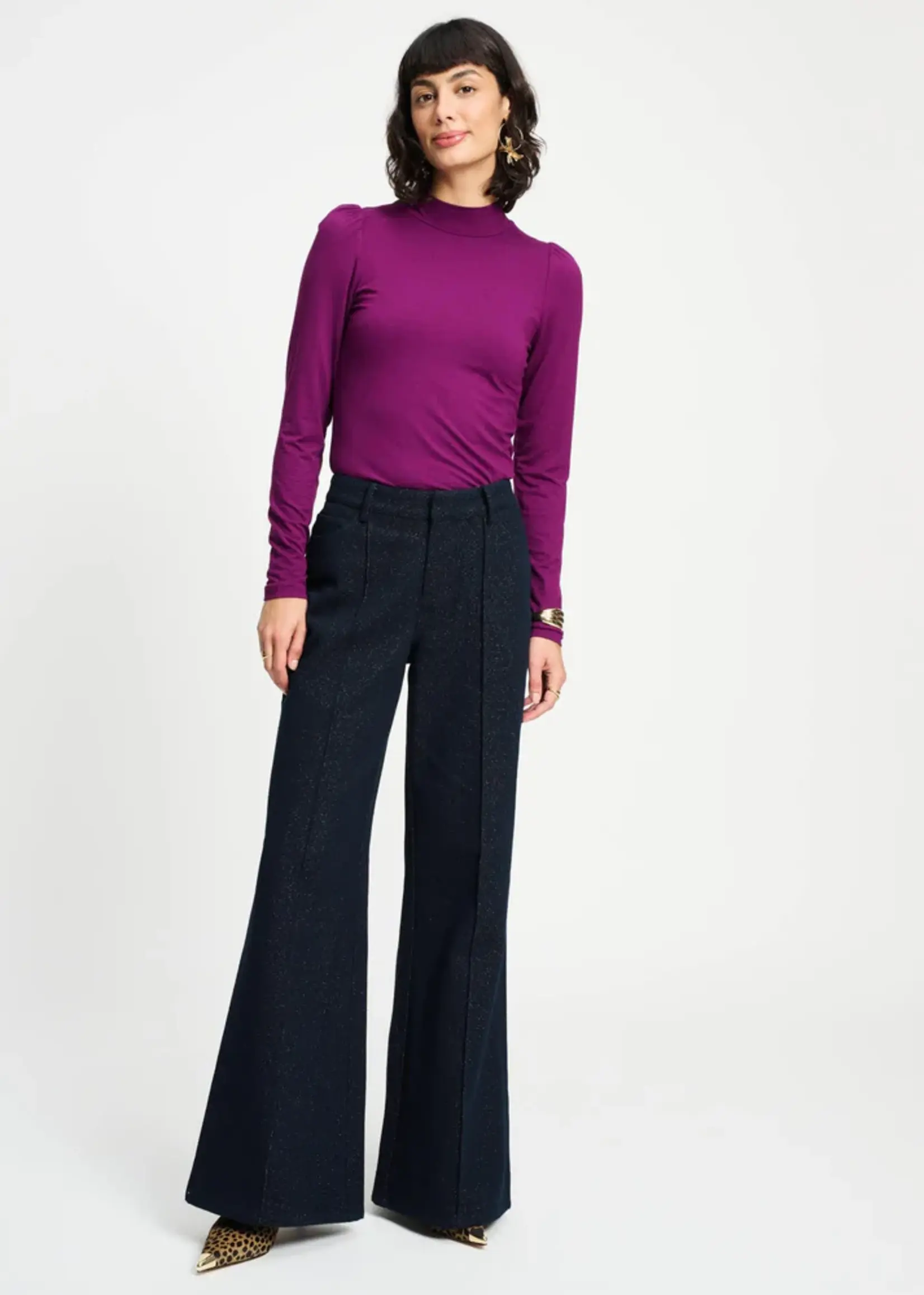 Pom Amsterdam PANTS - Dark Shimmer Blue