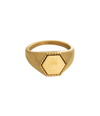 Gold Palm Tree Signet Ring