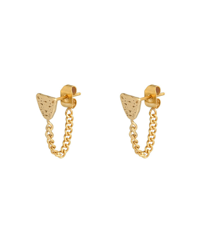 Gold Leopard Chain Stud Earrings