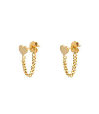Heart Chain Stud Earrings