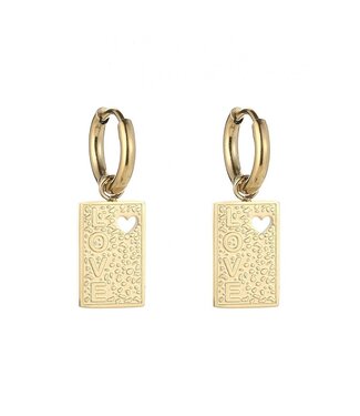 Gold Love Tag Earrings