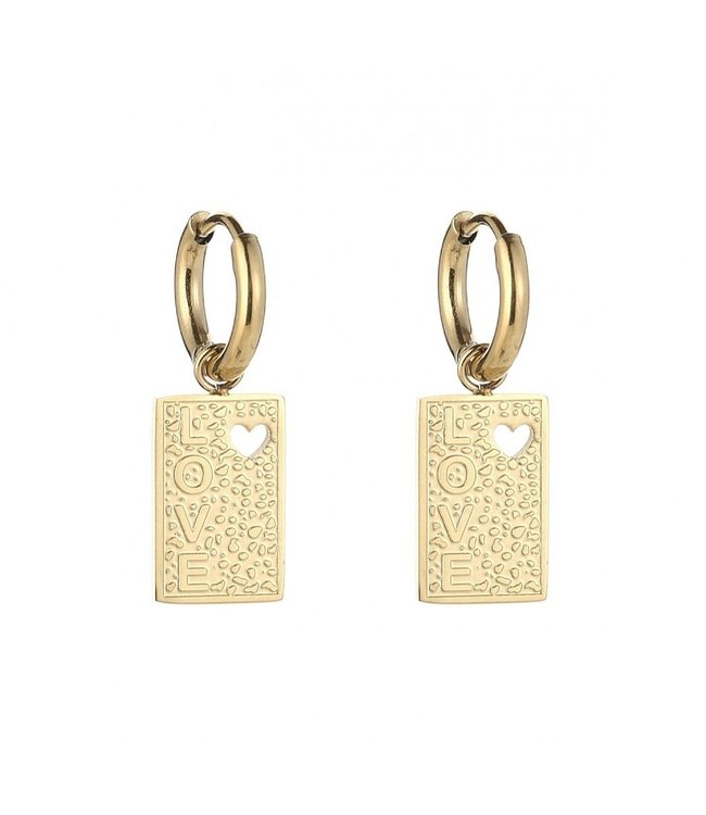 Gold Love Tag Earrings