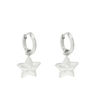 Silver You are My Star Earrings