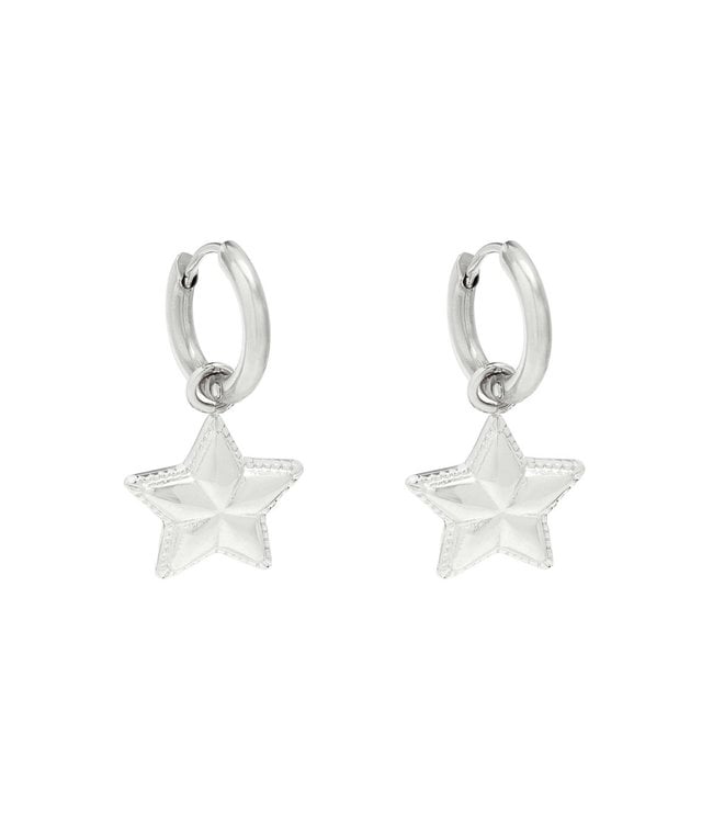 Silver You are My Star Earrings